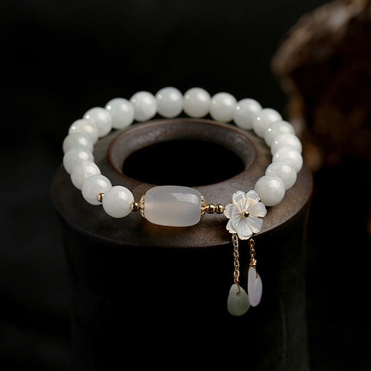 White Jade Bead Bracelet
