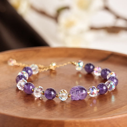 Amethyst Crystal Pixiu Centerpiece Bracelet