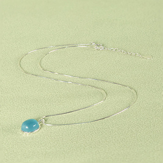 925 Sterling Silver Aquamarine Clavicle Chain Necklace