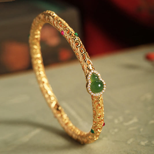 Cyan Jade Copper Bangle