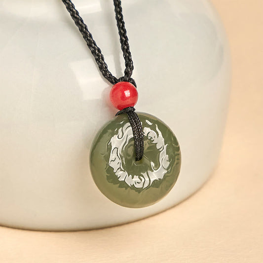 Cyan Jade Peace Buckle Necklace
