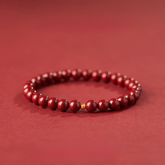 Cinnabar Silver Bead Bracelet