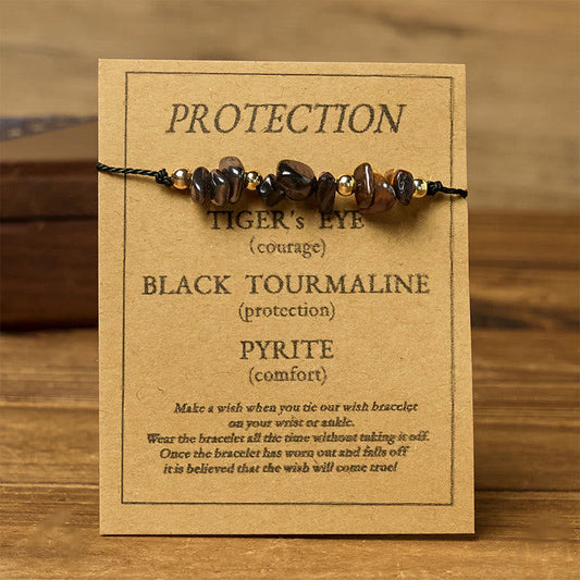 Tiger's Eye Tourmaline Pyrite Rope Bracelet