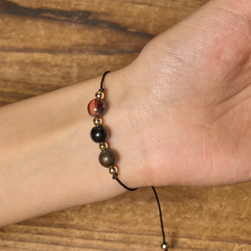 Tiger's Eye Tourmaline Pyrite Rope Bracelet