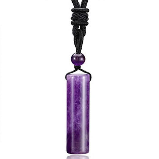 Rose Quartz Green Aventurine Amethyst Cylinder Necklace