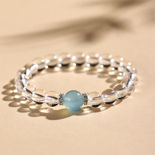 8–12mm Clear Quartz Aquamarine Bracelet