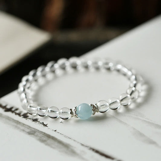 14–15cm Clear Quartz Aquamarine Bracelet