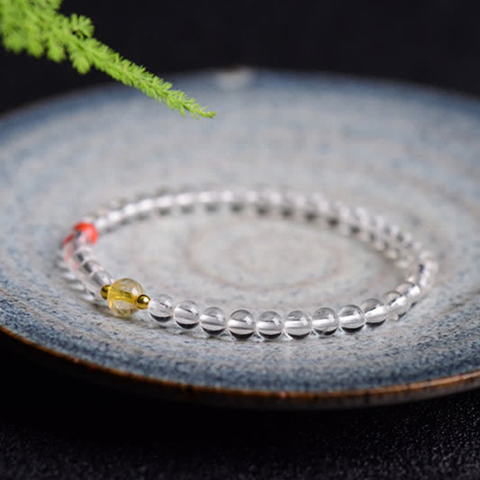 Clear Quartz Round Bead Bracelet