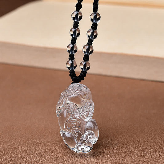 Clear Quartz Pixiu Beads Rope Necklace