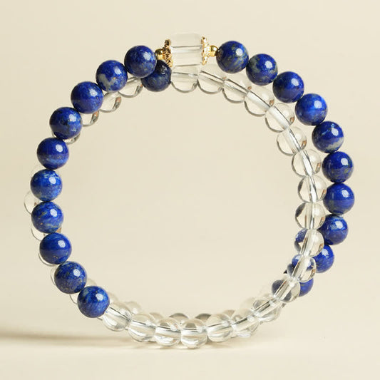 Lapis Lazuli Clear Quartz Beaded Bracelet