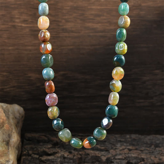 Indian Agate Irregular Shapes Bead Necklace