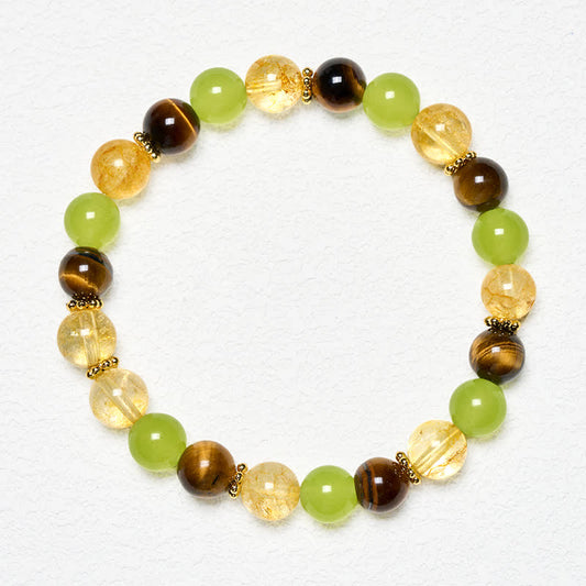 Citrine Tiger's Eye Green Jade Bracelet