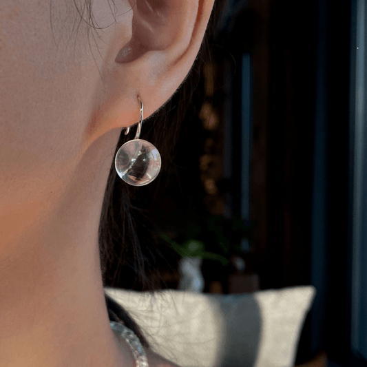 Floating Bubble Clear Quartz Earrings