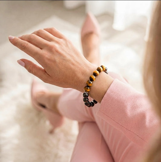 Obsidian Tiger's Eye Triple Bead Bracelet