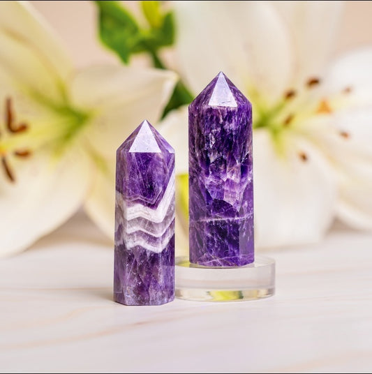 Chevron Amethyst Crystal Point