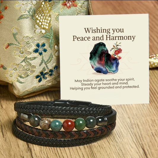 Indian Agate Bead Bracelet