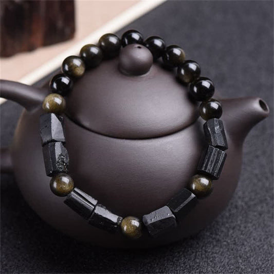 Gold Sheen Obsidian Bead Bracelet