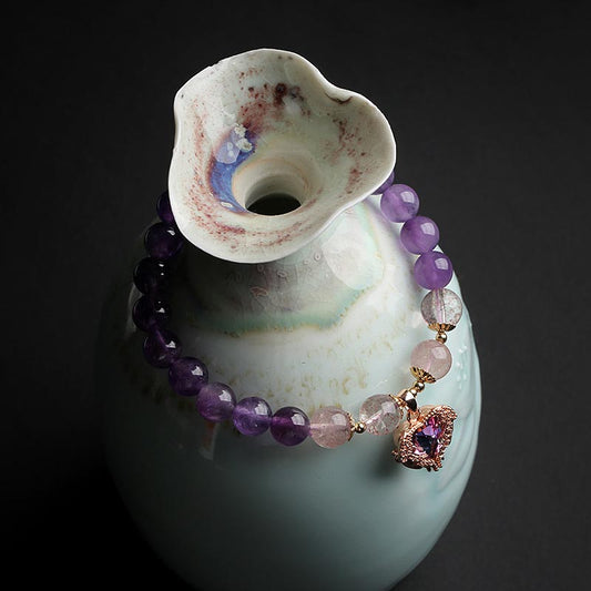Amethyst Strawberry Quartz Bracelet