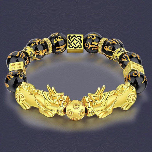Obsidian Double Pixiu Mantra Bracelet