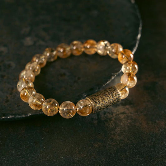 Citrine Brass Bead Bracelet