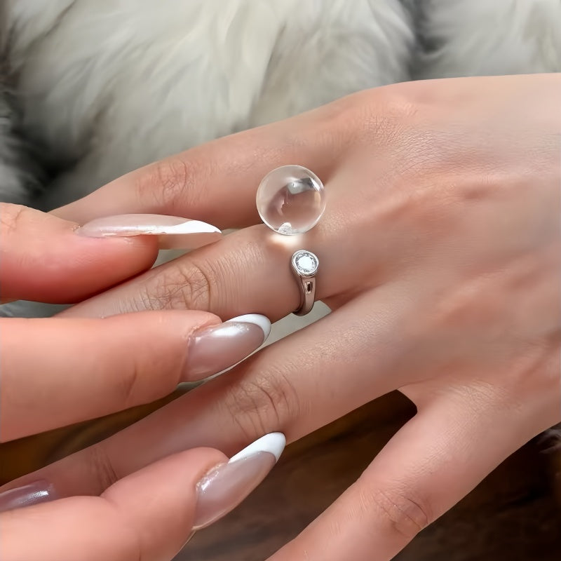 Clarity Orbit Adjustable Natural Clear Quartz Ring
