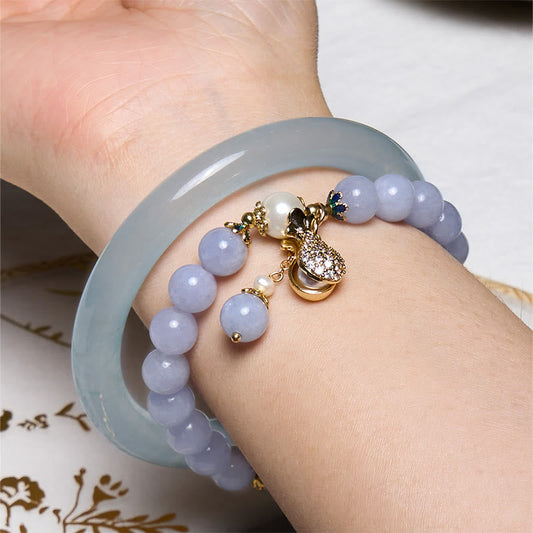 Aquamarine Jade Bracelet and Bangle Set