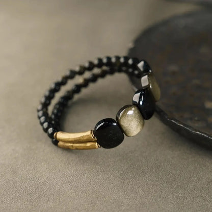 Obsidian & Goldstone Bracelet – Mindful Energy Accessory