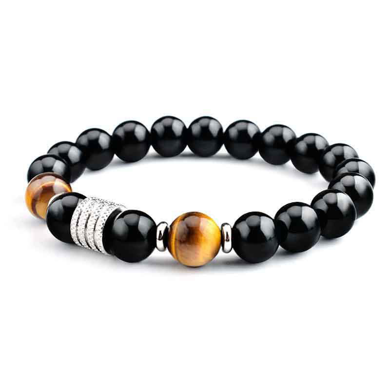 Black Obsidian Tiger's Eye Bracelet by Worn Within