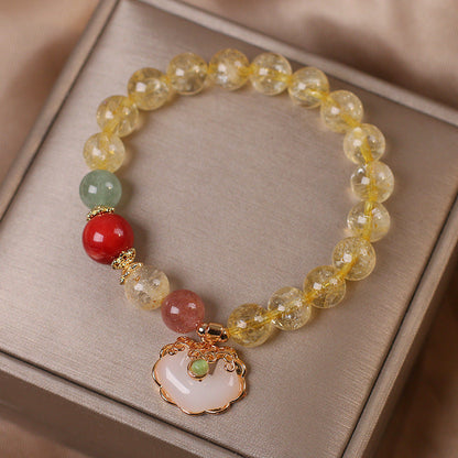 Citrine White Jade Quartz Charm Bracelet