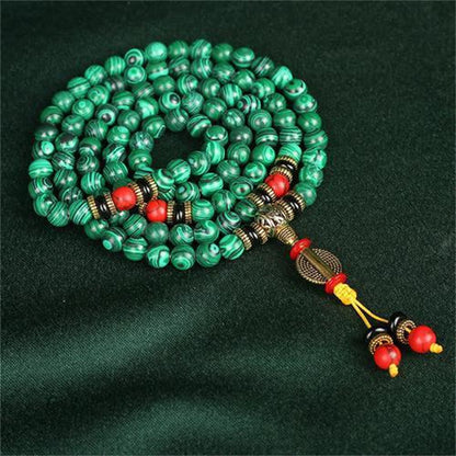 Tibetan 108-Bead Malachite Mala Bracelet
