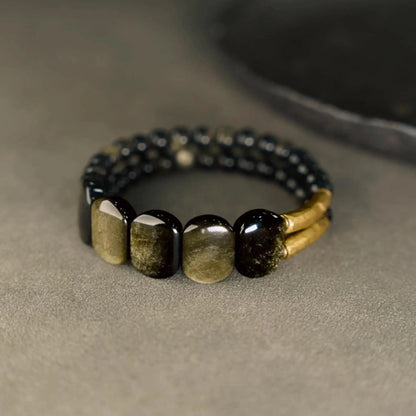 Obsidian & Goldstone Bracelet – Mindful Energy Accessory