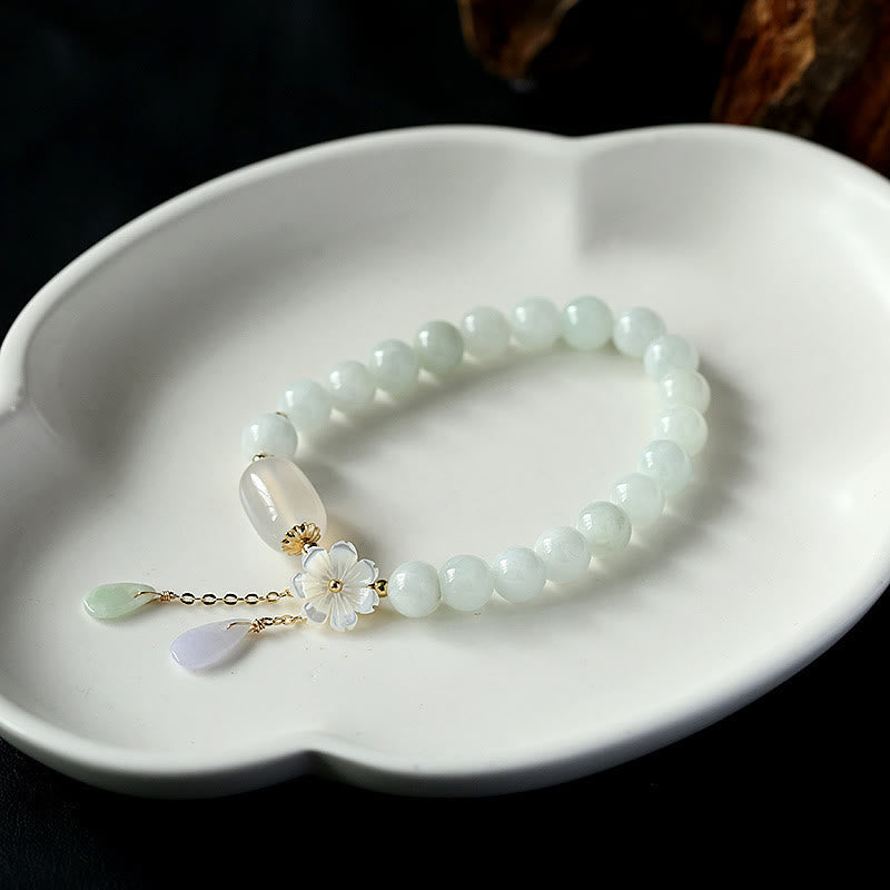 White Jade Bead Bracelet