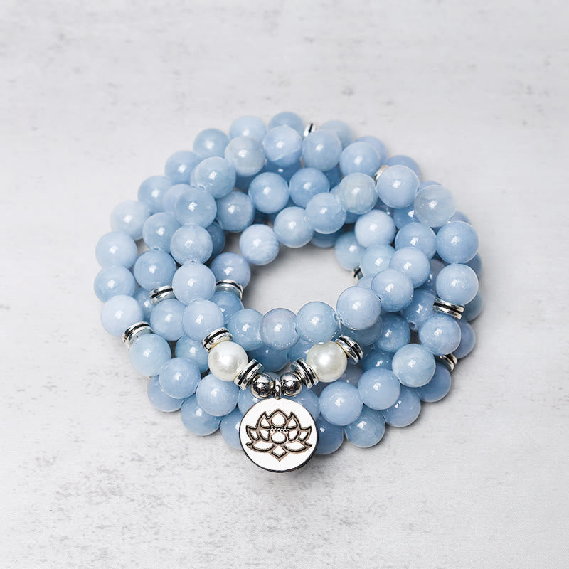 108 Beads Aquamarine Mala Bracelet by Worn Within