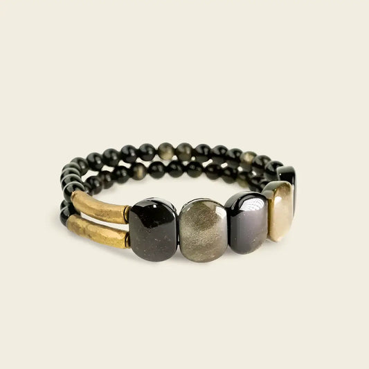 Obsidian & Goldstone Bracelet – Mindful Energy Accessory