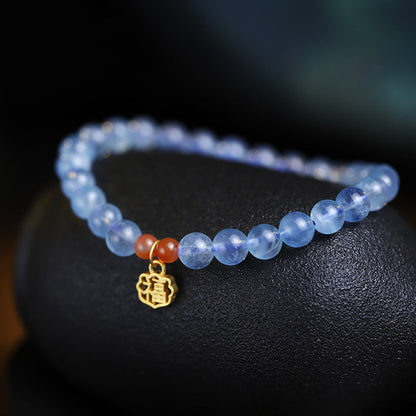 Aquamarine Red Agate Charm Bracelet
