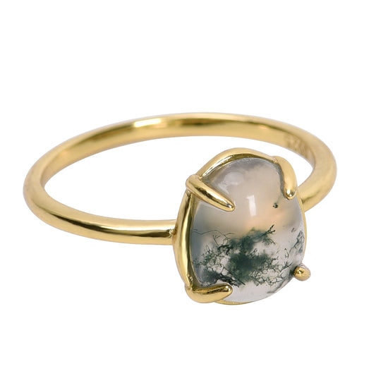 Vintage Green Moss Agate Ring by Worn Within