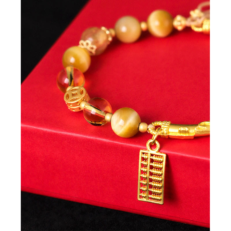 Tiger's Eye Citrine Abacus Charm Bracelet