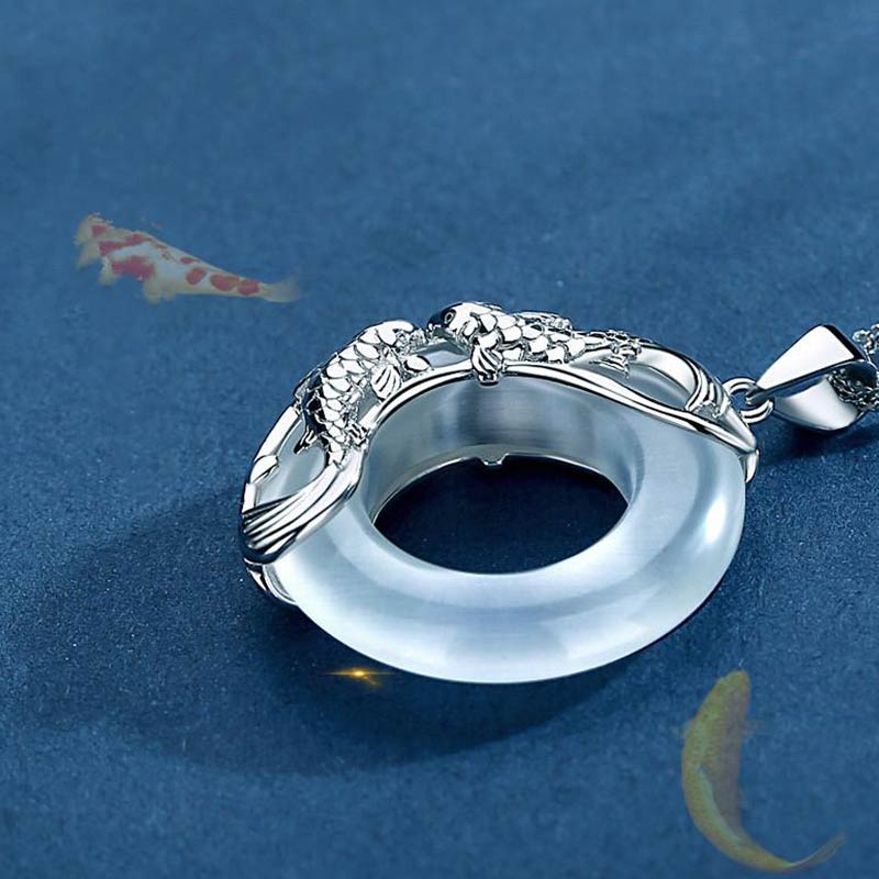 White Jade Koi Fish Necklace