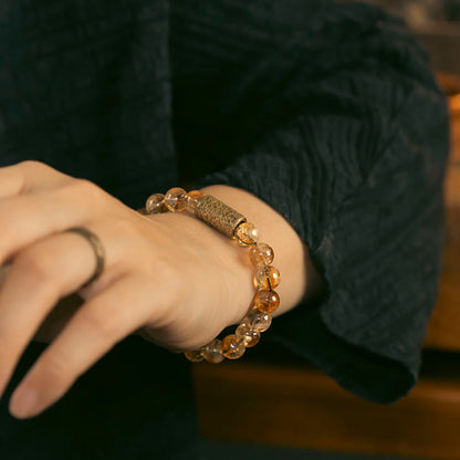 Citrine Brass Bead Bracelet