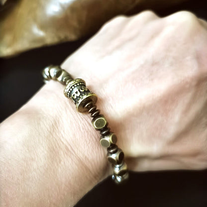 Brass Amulet Bead Bracelet