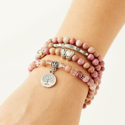 108 Natural Rhodochrosite Mala Beads