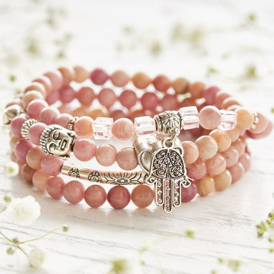 108 Natural Rhodochrosite Mala Beads by Worn Within