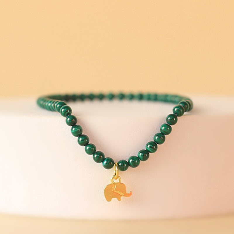 Malachite Elephant Charm Bracelet