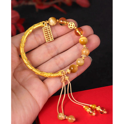 Tiger's Eye Citrine Abacus Charm Bracelet