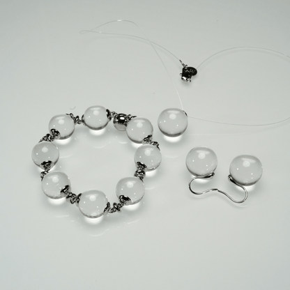 Floating Bubble Clear Quartz Earrings