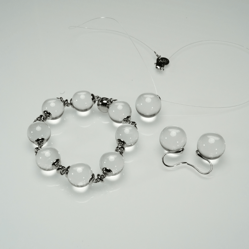 Invisible Floating Bubble Clear Quartz Necklace