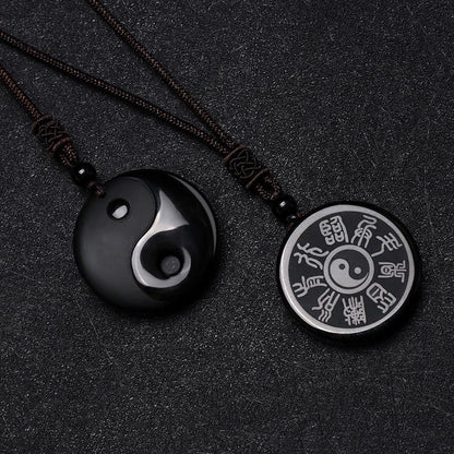 Black Obsidian Nine-Character Mantra Necklace