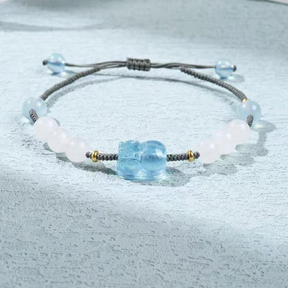 Aquamarine Pixiu Hetian White Jade Bracelet
