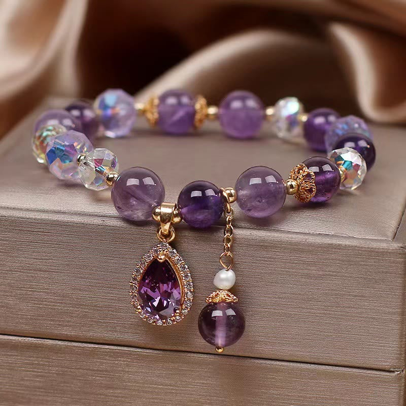 Amethyst Zirkon Herz Anhänger Armband