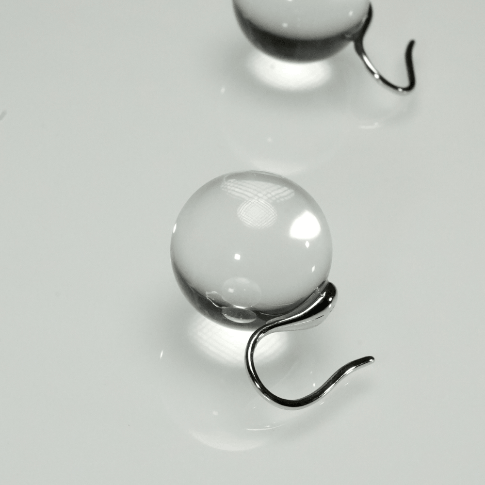 Floating Bubble Clear Quartz Earrings
